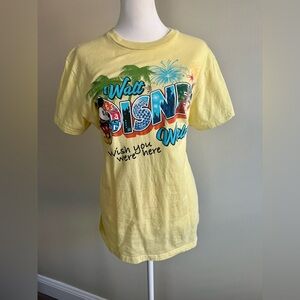 Walt Disney Tee Shirt Wish You Were Here T Shirt Yellow Women’s Size Medium
